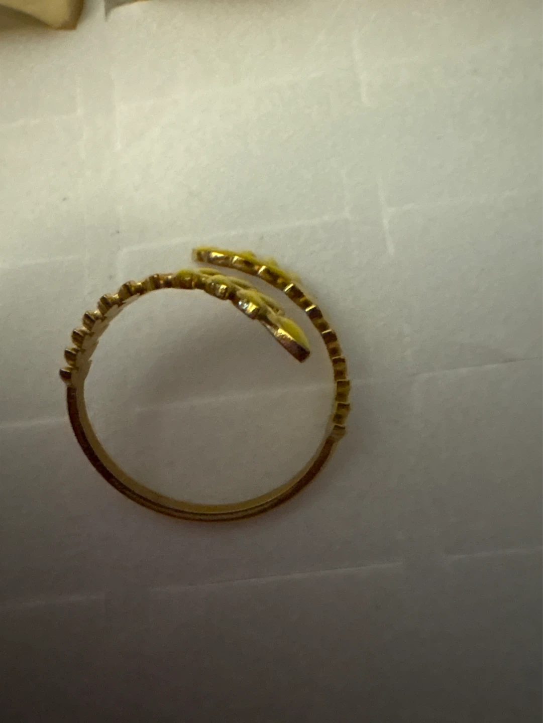 ⚽️ Gold stainless steel Leaf Ring with Yellow Enamel - photo 3