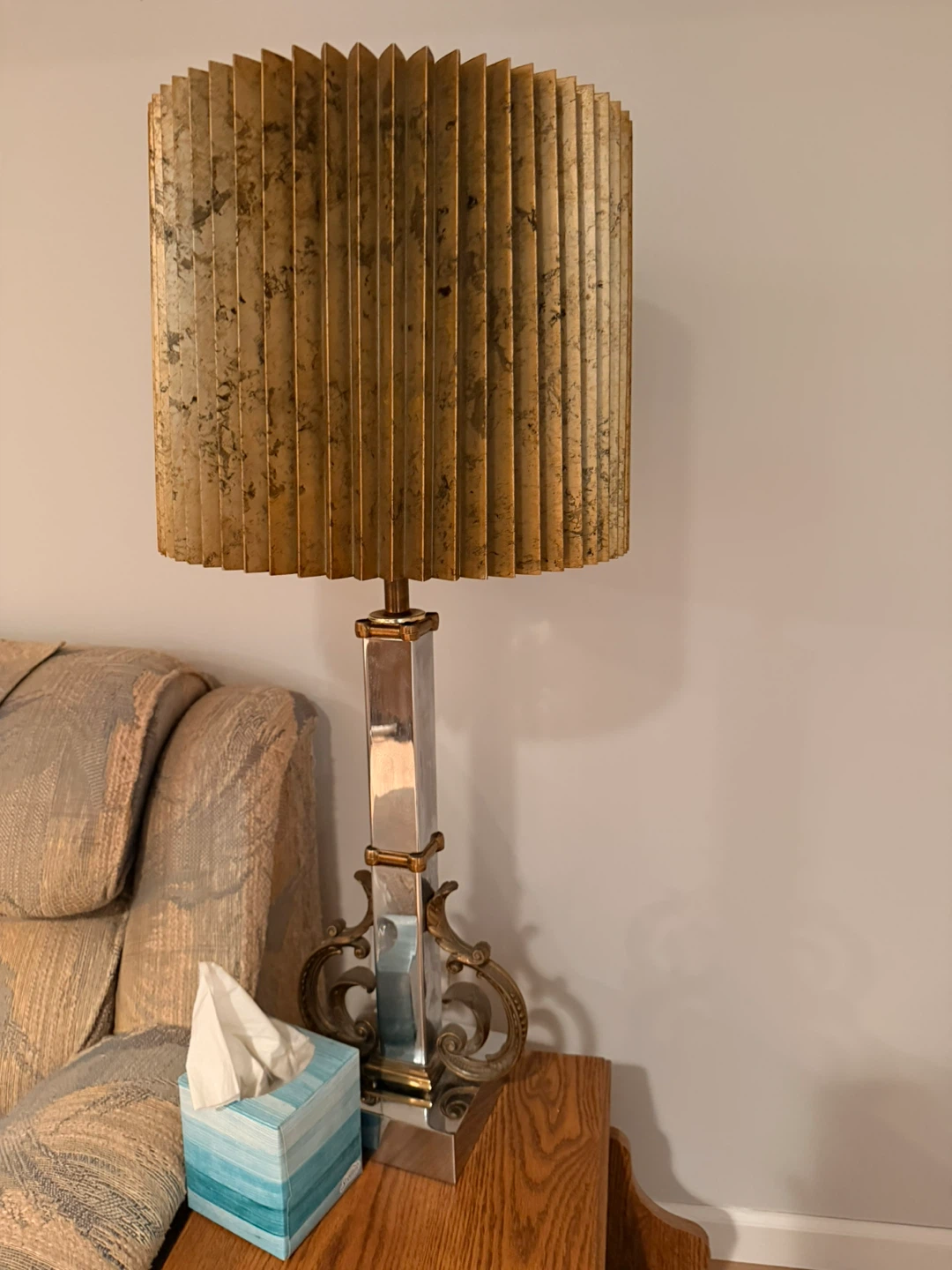 Vintage Accordion Pleated Lampshade Table Lamp