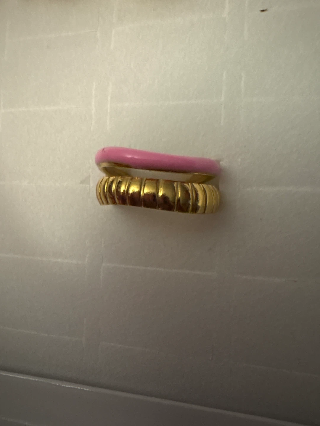 ⚽️ Gold Stainless Steel Gold & Pink Enamel ring - photo 3