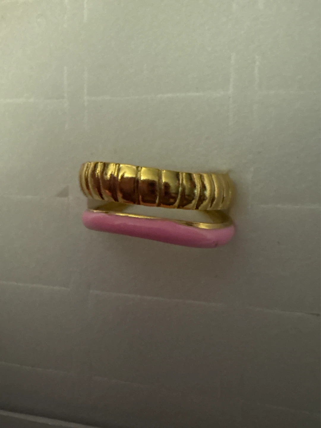 ⚽️ Gold Stainless Steel Gold & Pink Enamel ring - photo 2