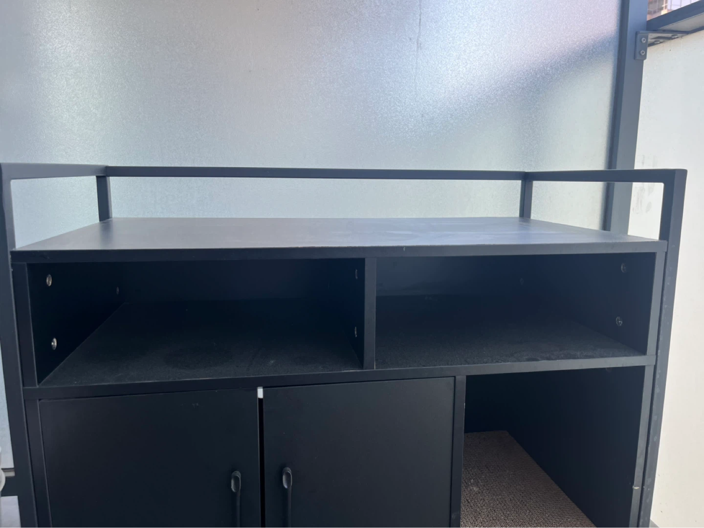 Black Storage Cabinet with Doors and Shelves - photo 2