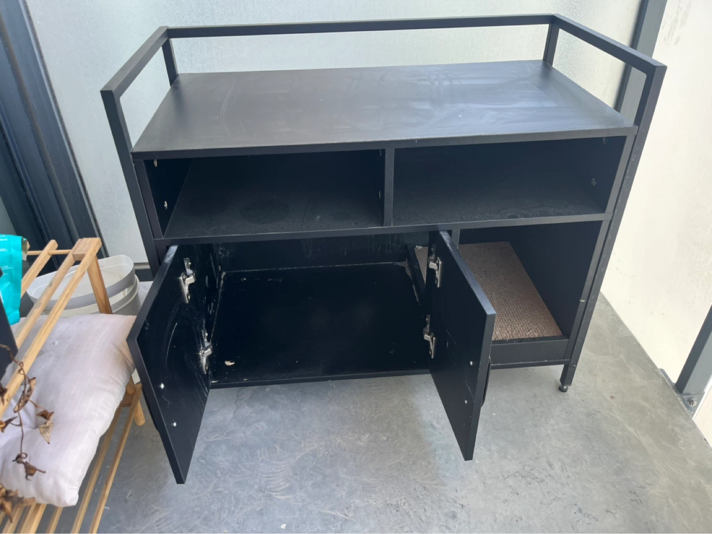 Black Storage Cabinet with Doors and Shelves - photo 3