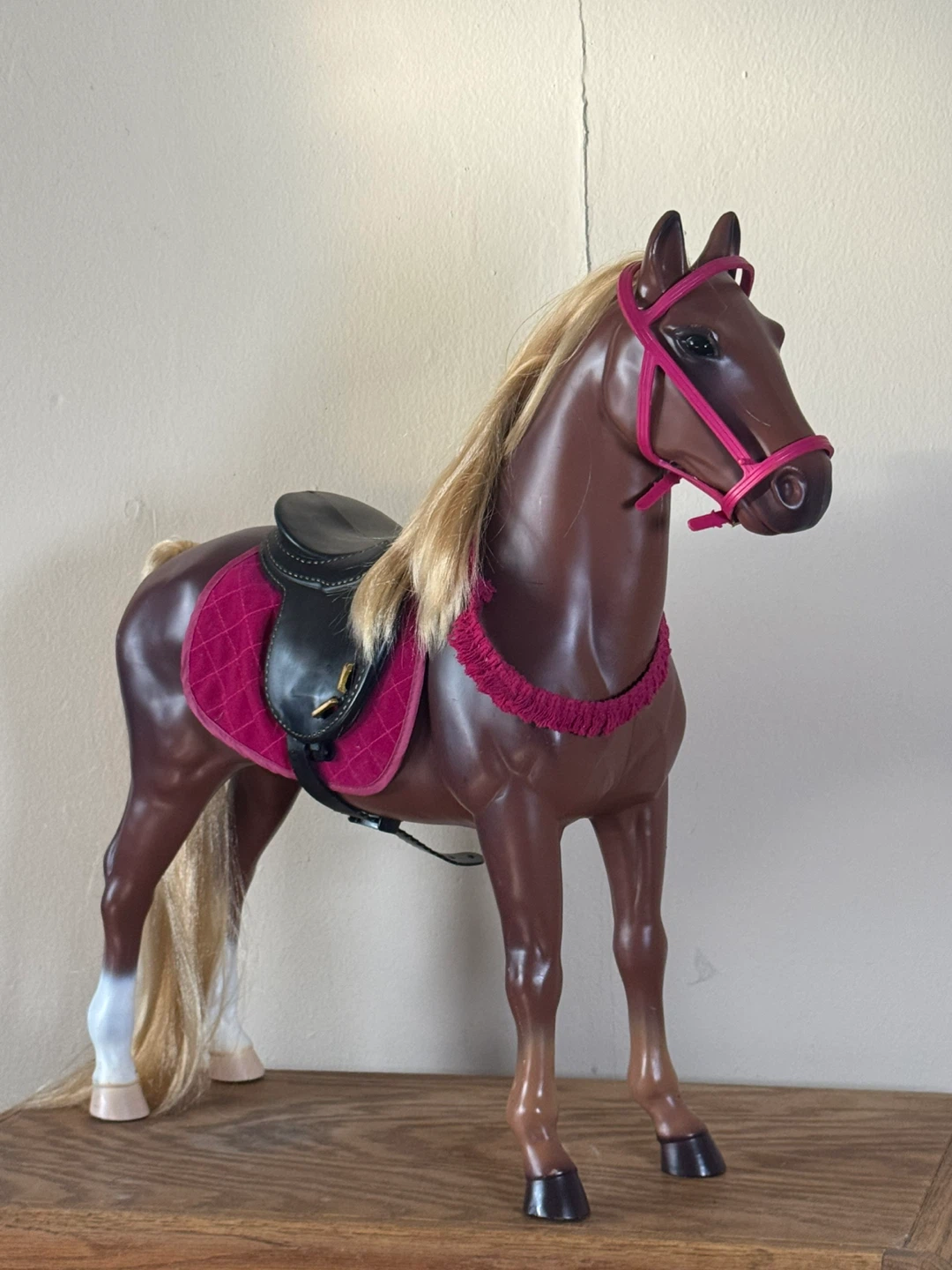 Brown Toy Horse with Saddle and Bridle