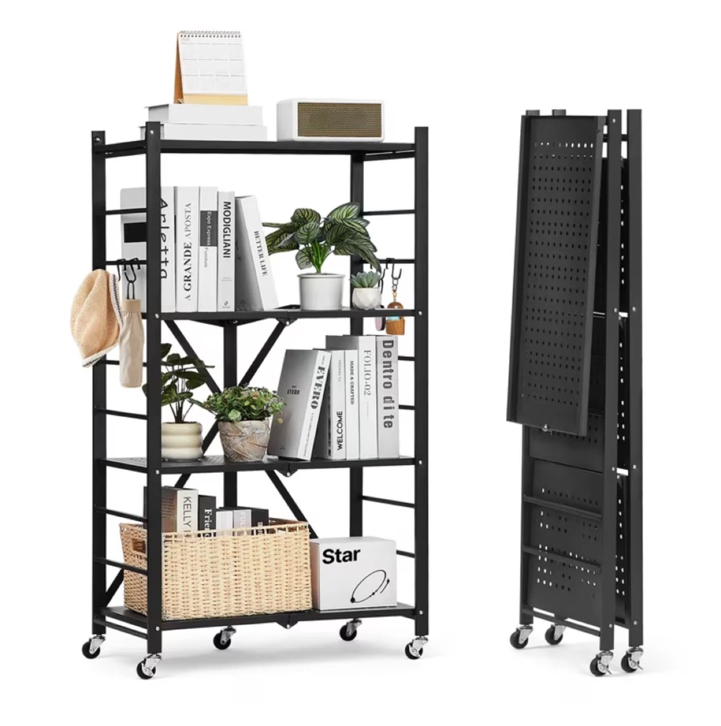 Folding Storage Shelf Unit with Wheels (BRAND NEW IN BOX)
