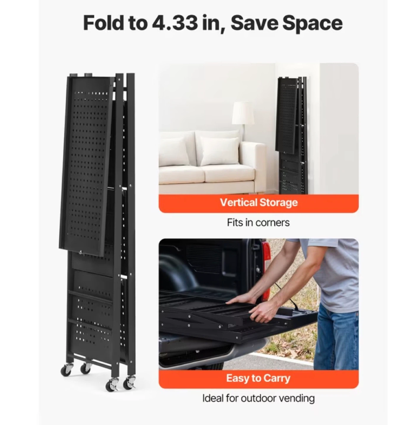 Folding Storage Shelf Unit with Wheels (BRAND NEW IN BOX) - photo 3