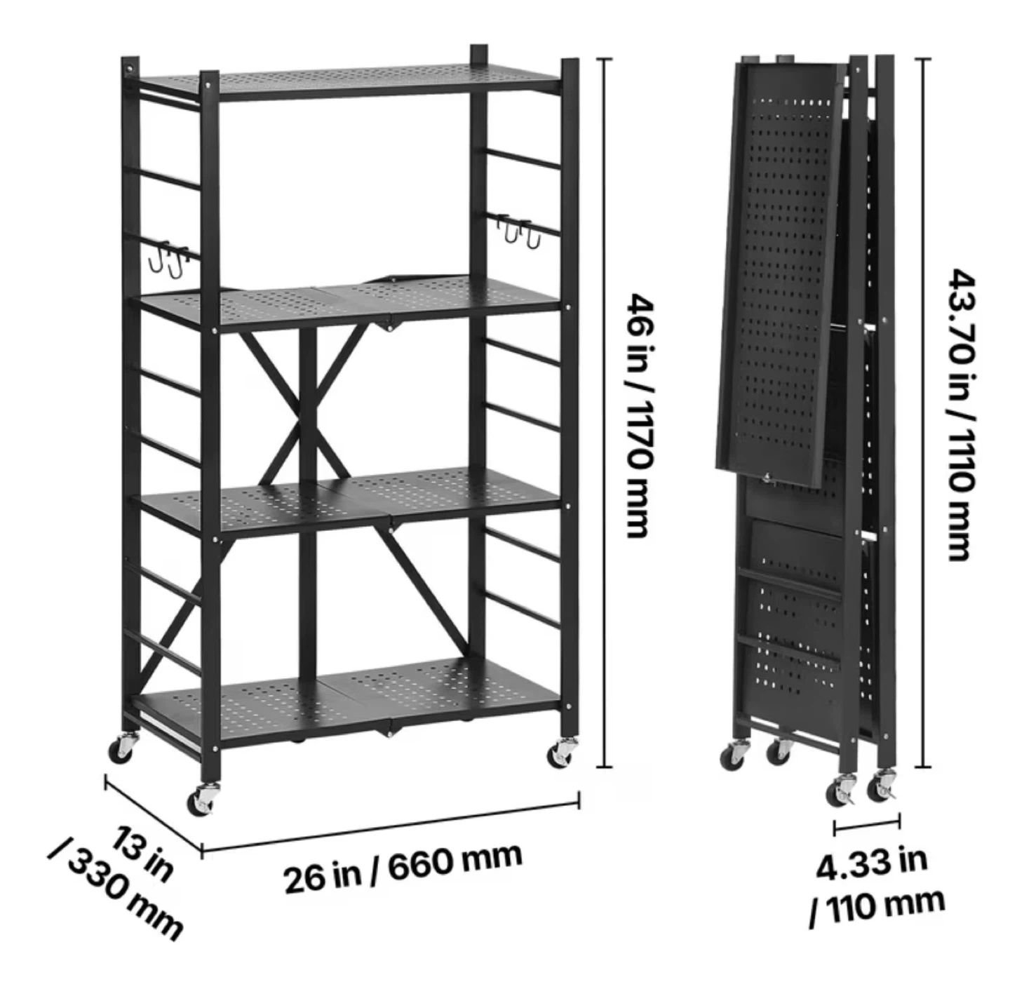 Folding Storage Shelf Unit with Wheels (BRAND NEW IN BOX) - photo 4