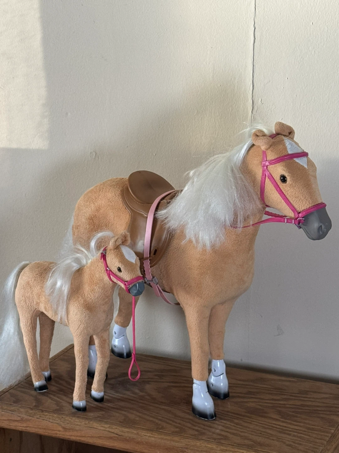 Plush Horse and Foal Set with Pink Bridles - photo 2