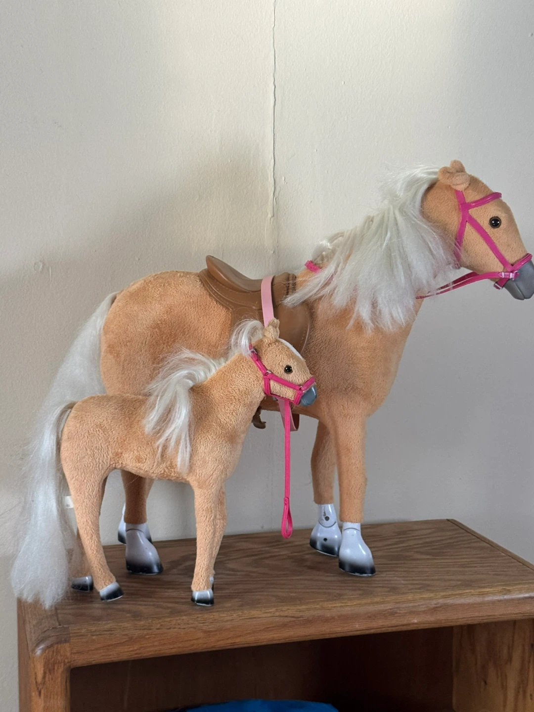 Plush Horse and Foal Set with Pink Bridles - photo 3