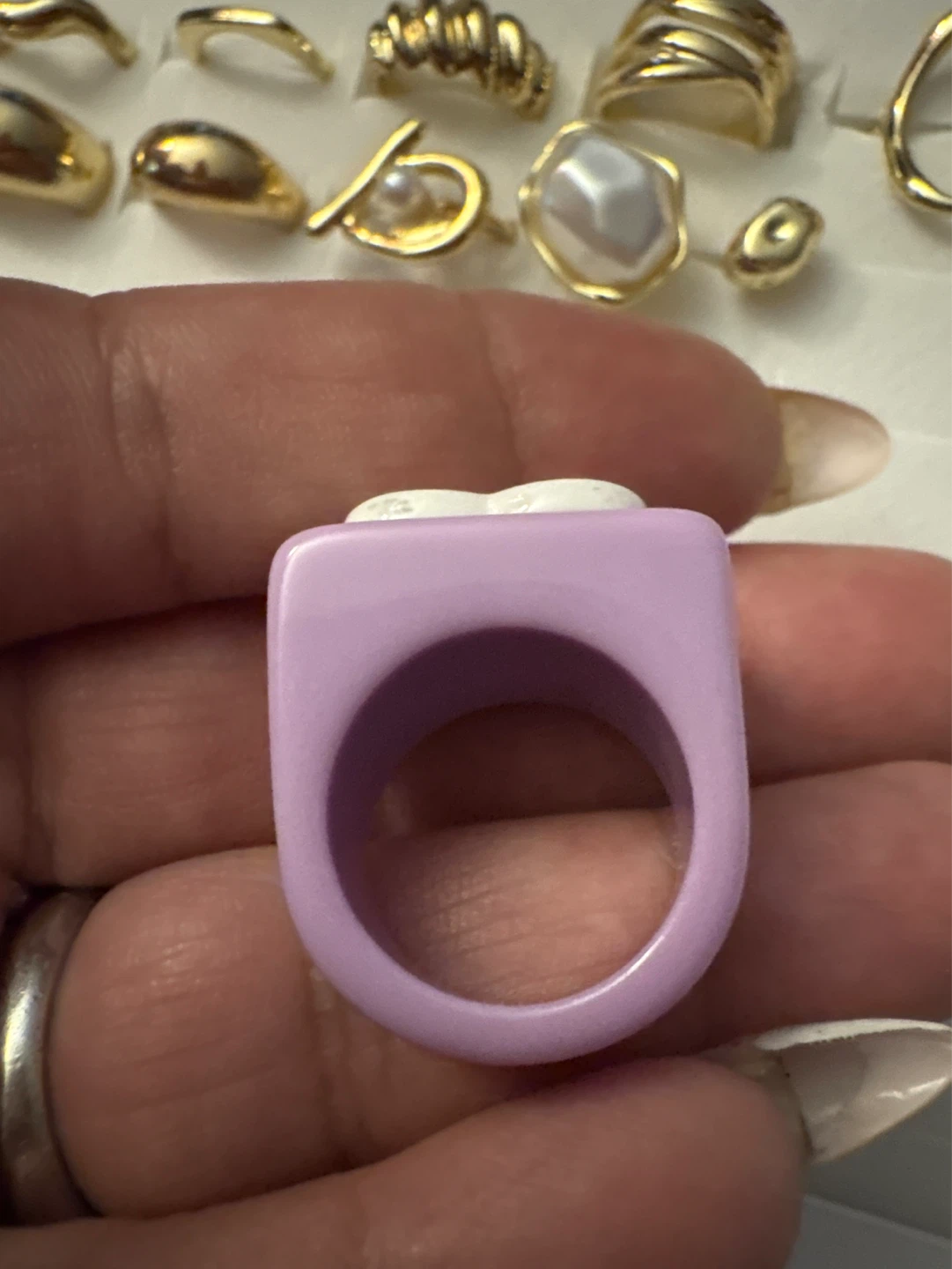 ⚽️ Purple lucite Heart Ring - "Hug Me" - photo 3