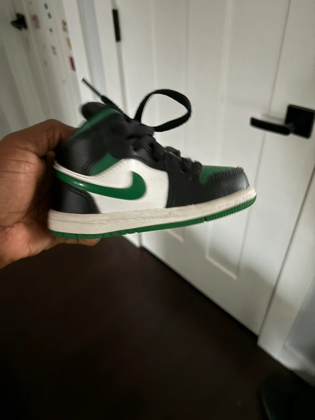 Air Jordan 1 Toddler Shoes Green Black White - photo 2