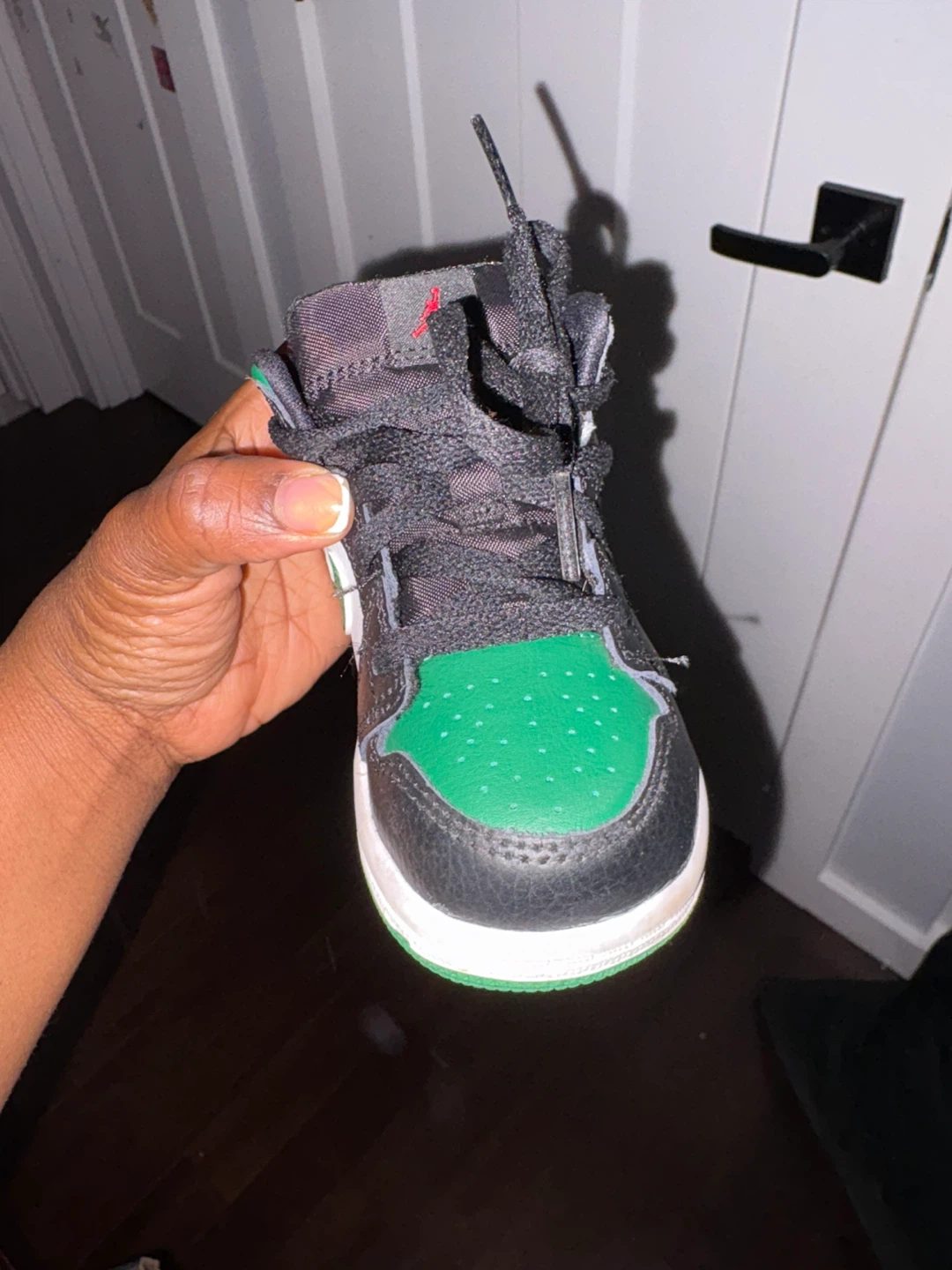 Air Jordan 1 Toddler Shoes Green Black White - photo 3