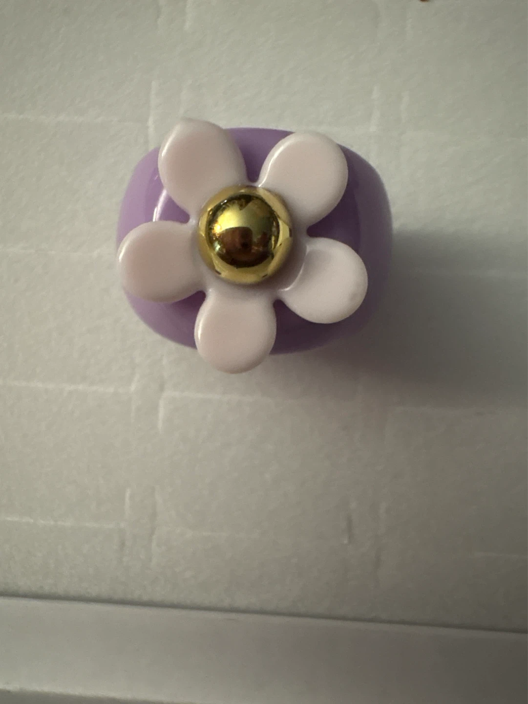 ⚽️ Purple white  Flower Ring with Gold Accent - photo 2