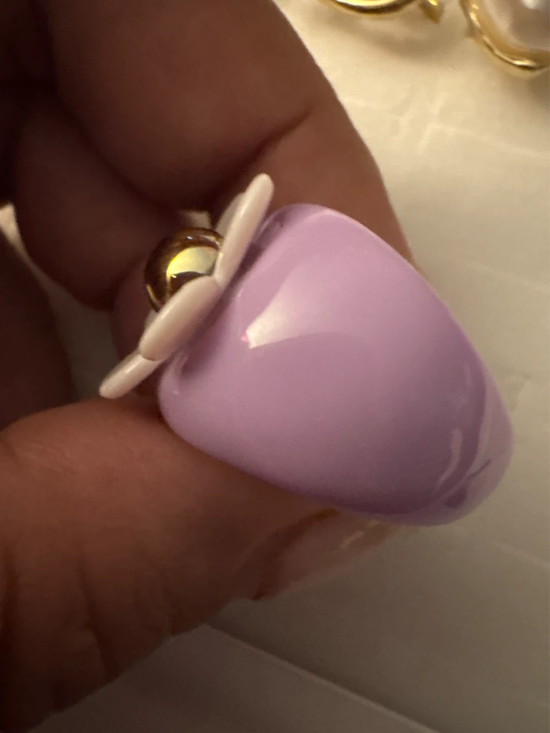⚽️ Purple white  Flower Ring with Gold Accent - photo 3