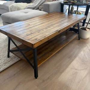 Rustic Industrial Coffee Table – Solid Wood & Metal Frame