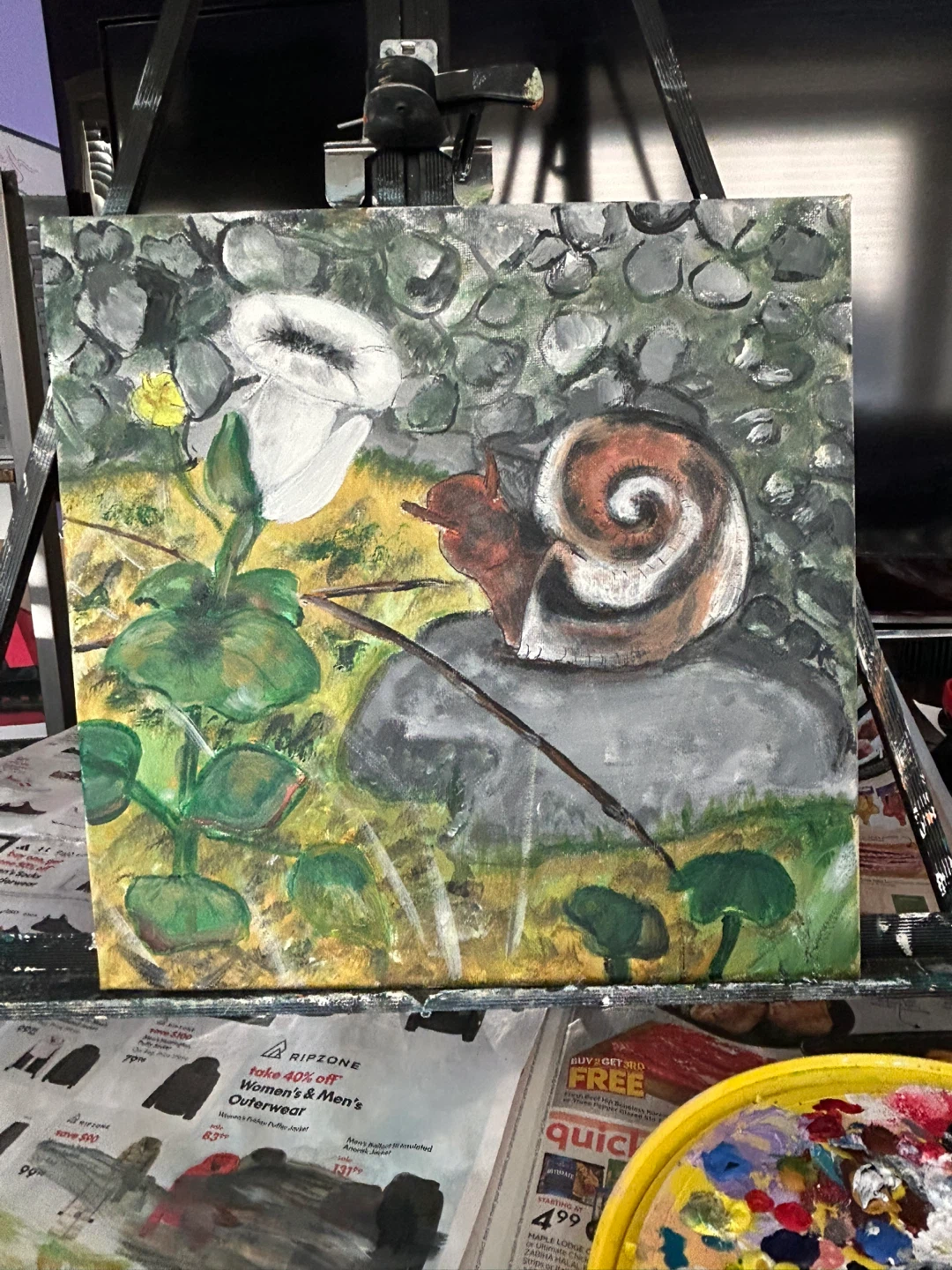 ⚽️The Snail  a Grazing - 12x12 Acrylic on  canvas - photo 2