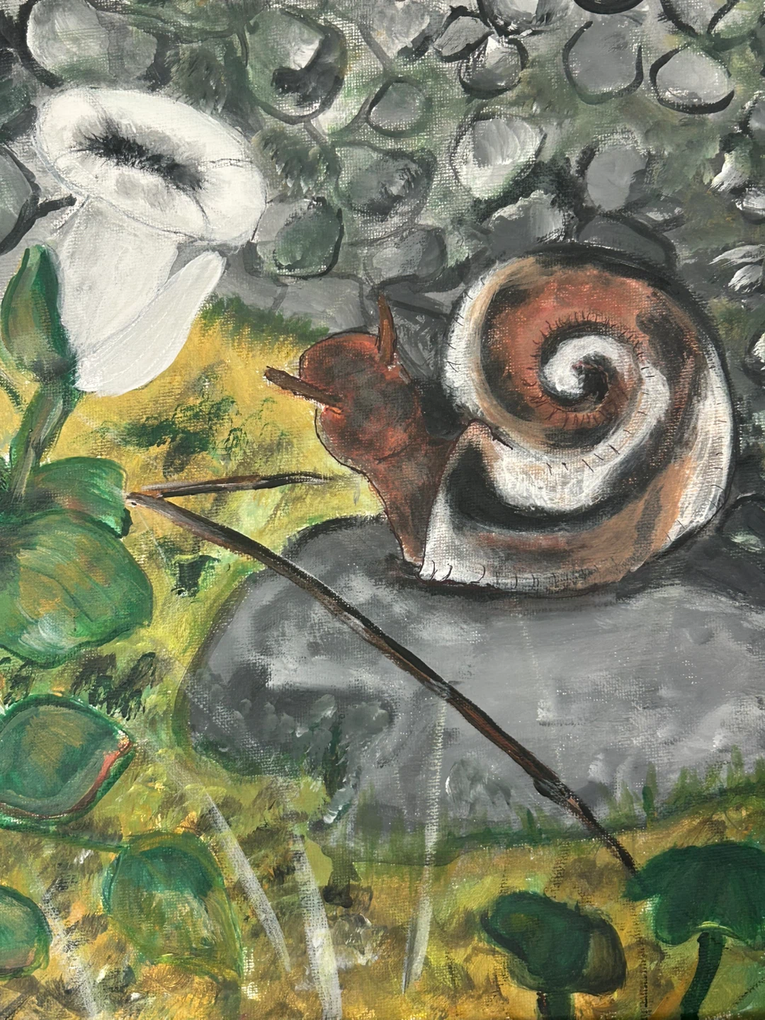 ⚽️The Snail  a Grazing - 12x12 Acrylic on  canvas