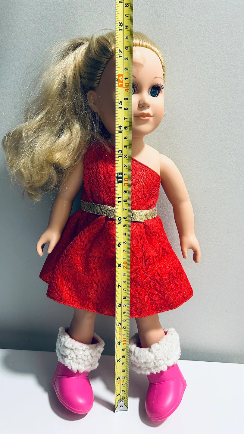 18” CitiToy Blonde Doll GS126 Red Party Dress & Winter Boots - photo 2