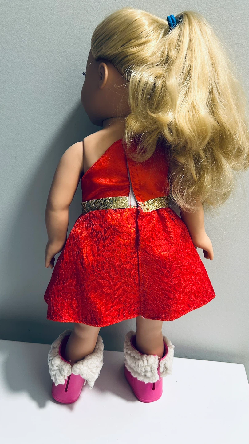 18” CitiToy Blonde Doll GS126 Red Party Dress & Winter Boots - photo 5