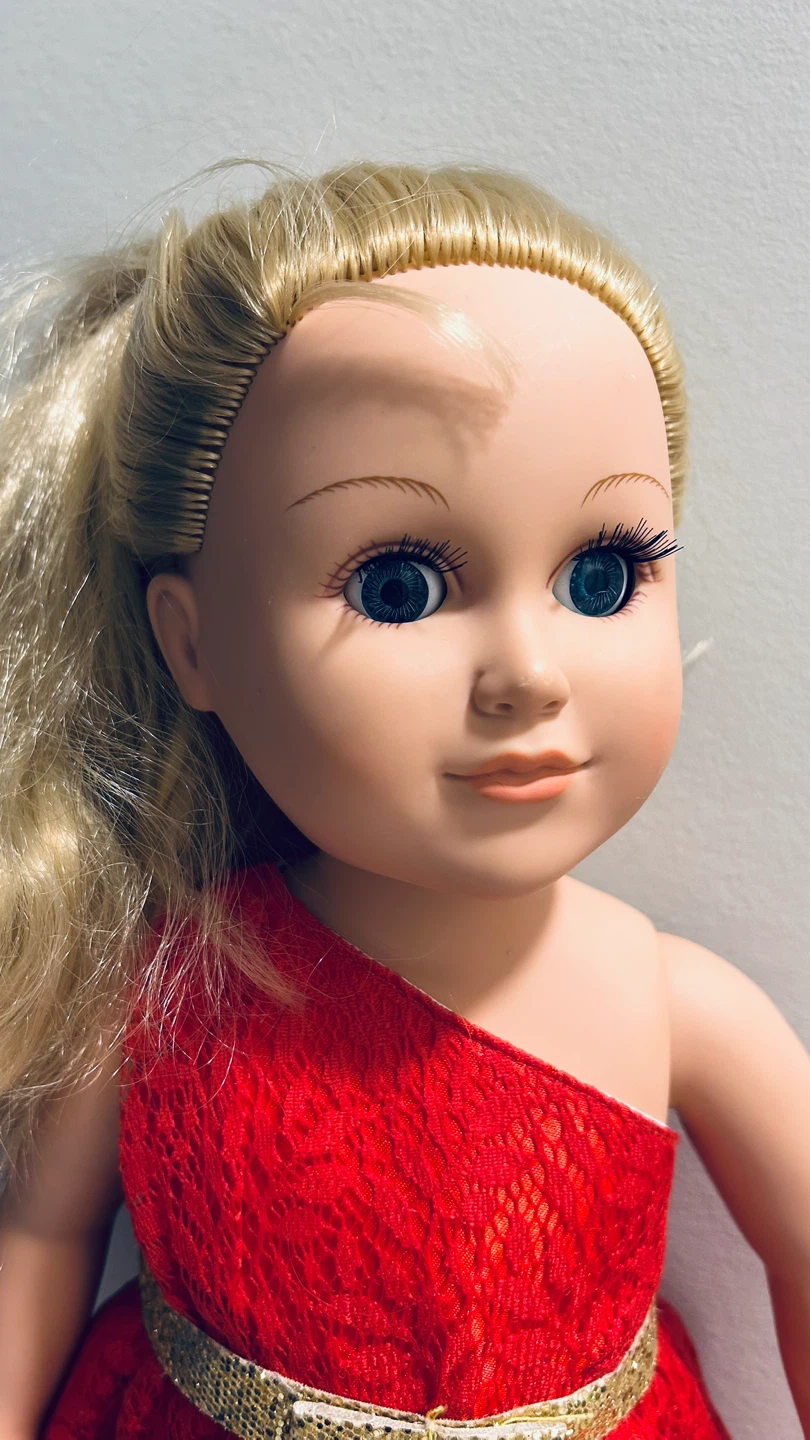 18” CitiToy Blonde Doll GS126 Red Party Dress & Winter Boots - photo 4