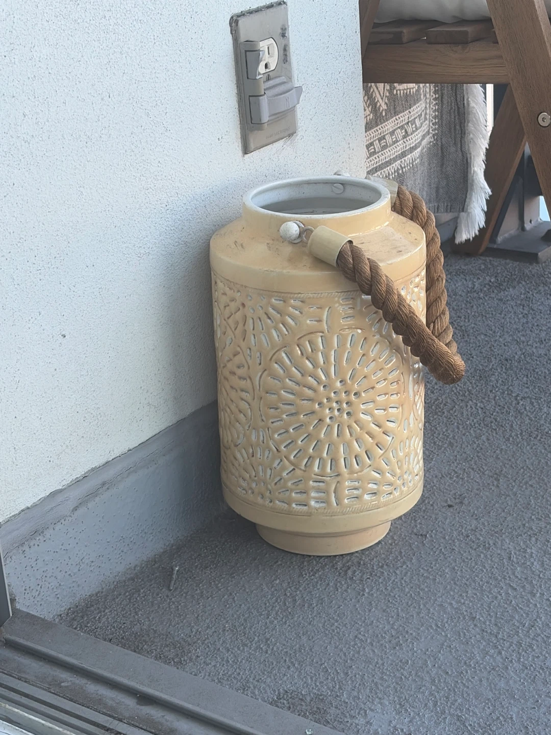 Yellow Decorative Lantern with Rope Handle