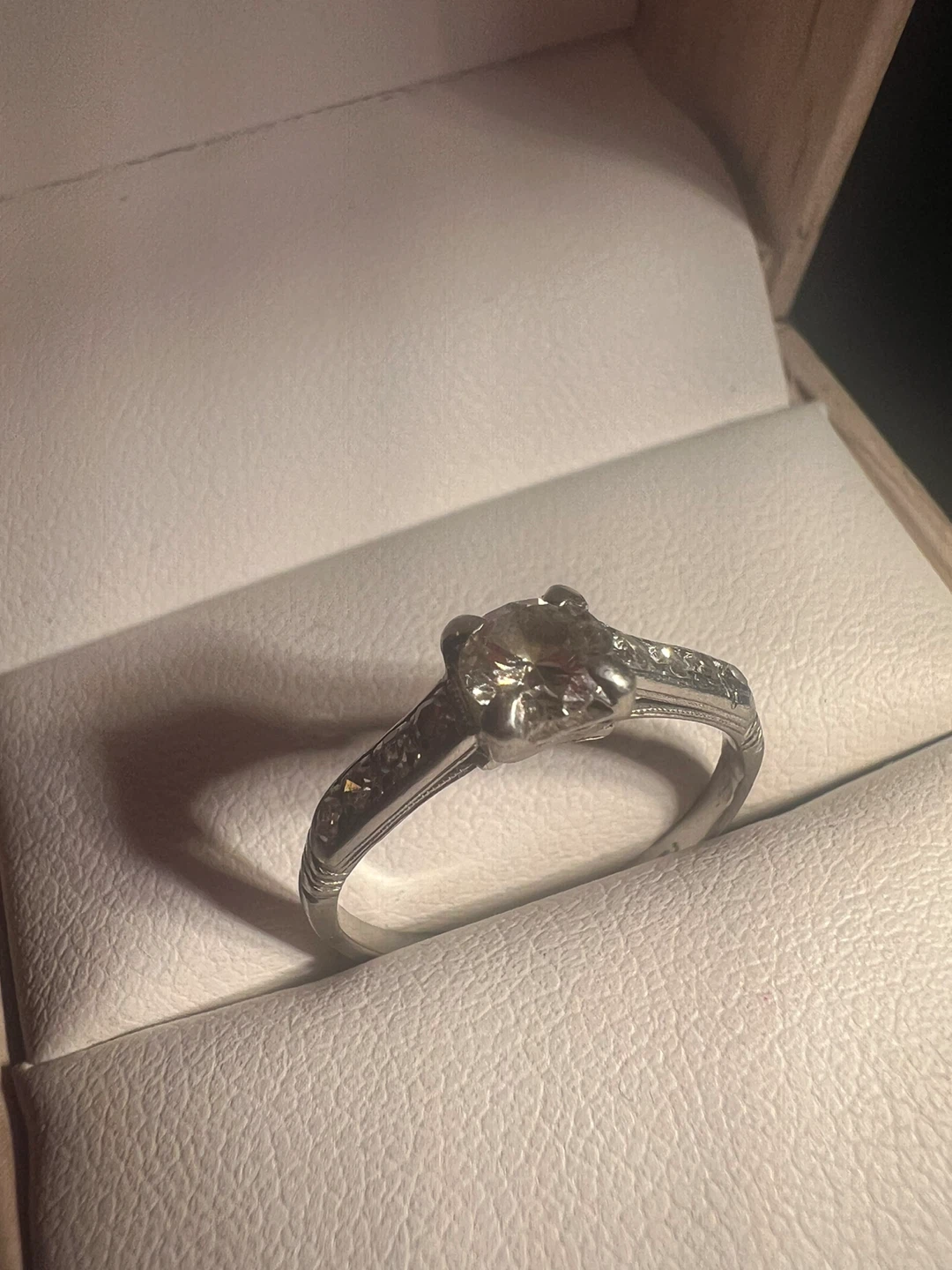 Platinum Engagement Ring with Diamond - photo 3