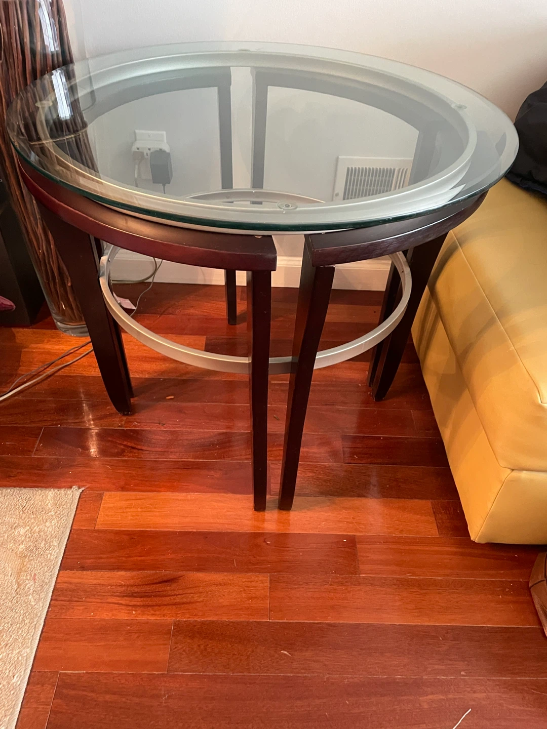 Round Glass Top End Table