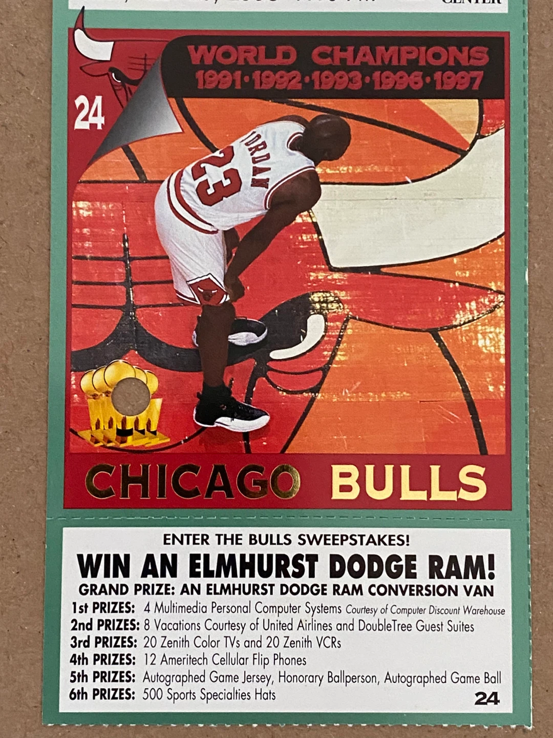 Chicago Bulls vs. Toronto Raptors, 1998 Ticket Stub - photo 3