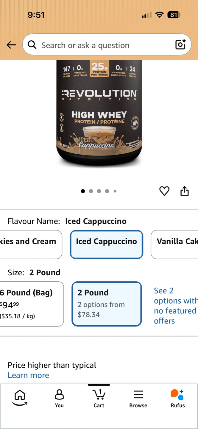 Revolution Nutrition High Whey Protein Iced Cappuccino 2lb
