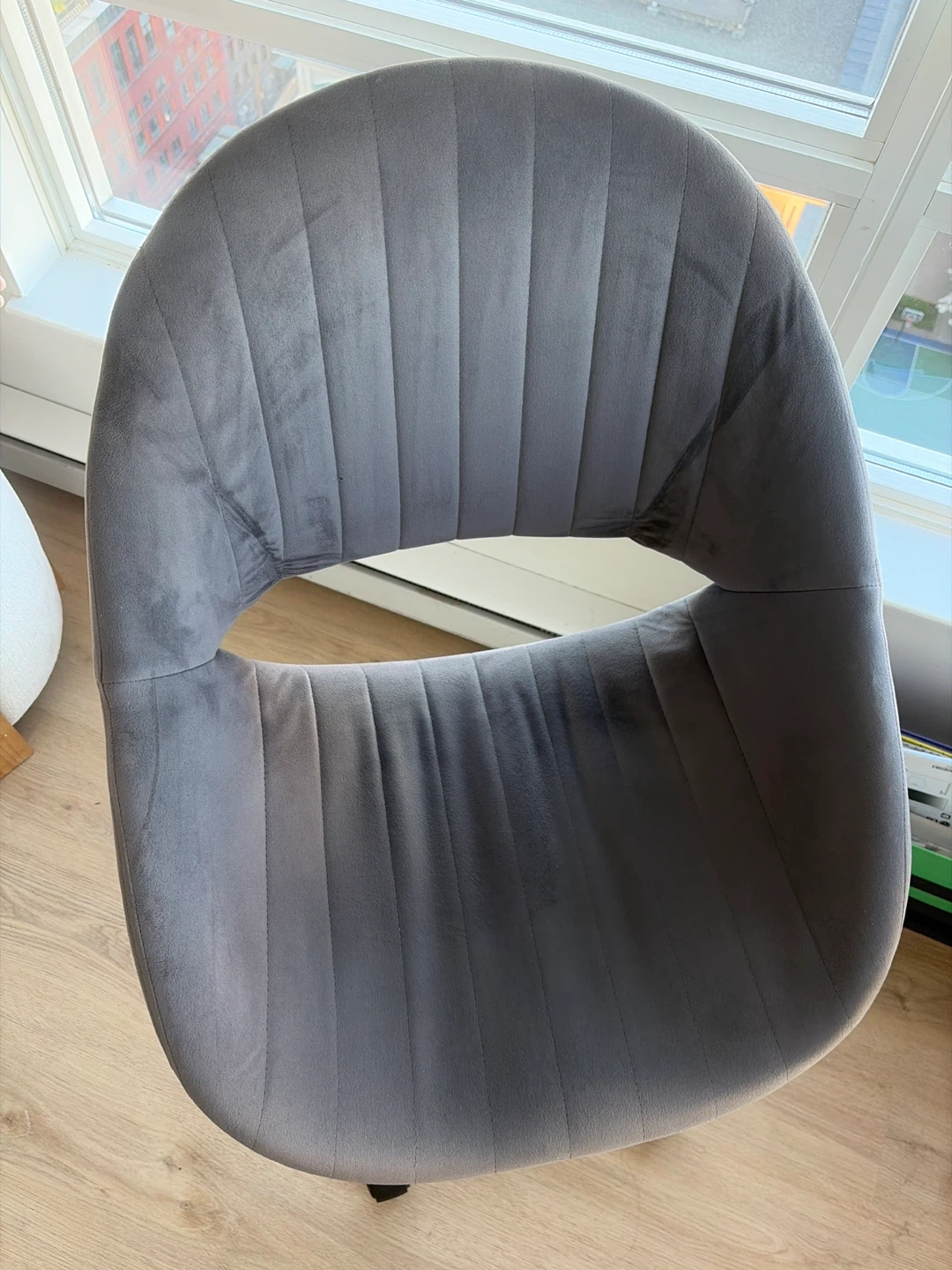 Grey Velvet Office Chair with Gold Base - photo 3