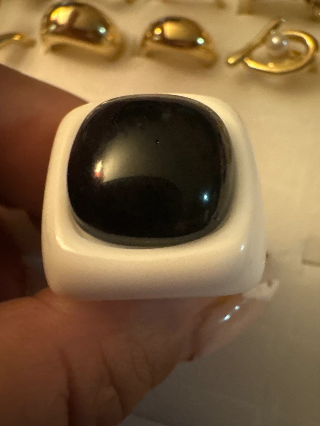 ⚽️ Chunky Black and White resin Ring - photo 4
