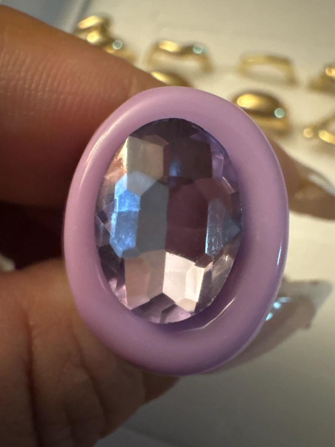 ⚽️ Lilac resin Ring with Faceted Gem - photo 4