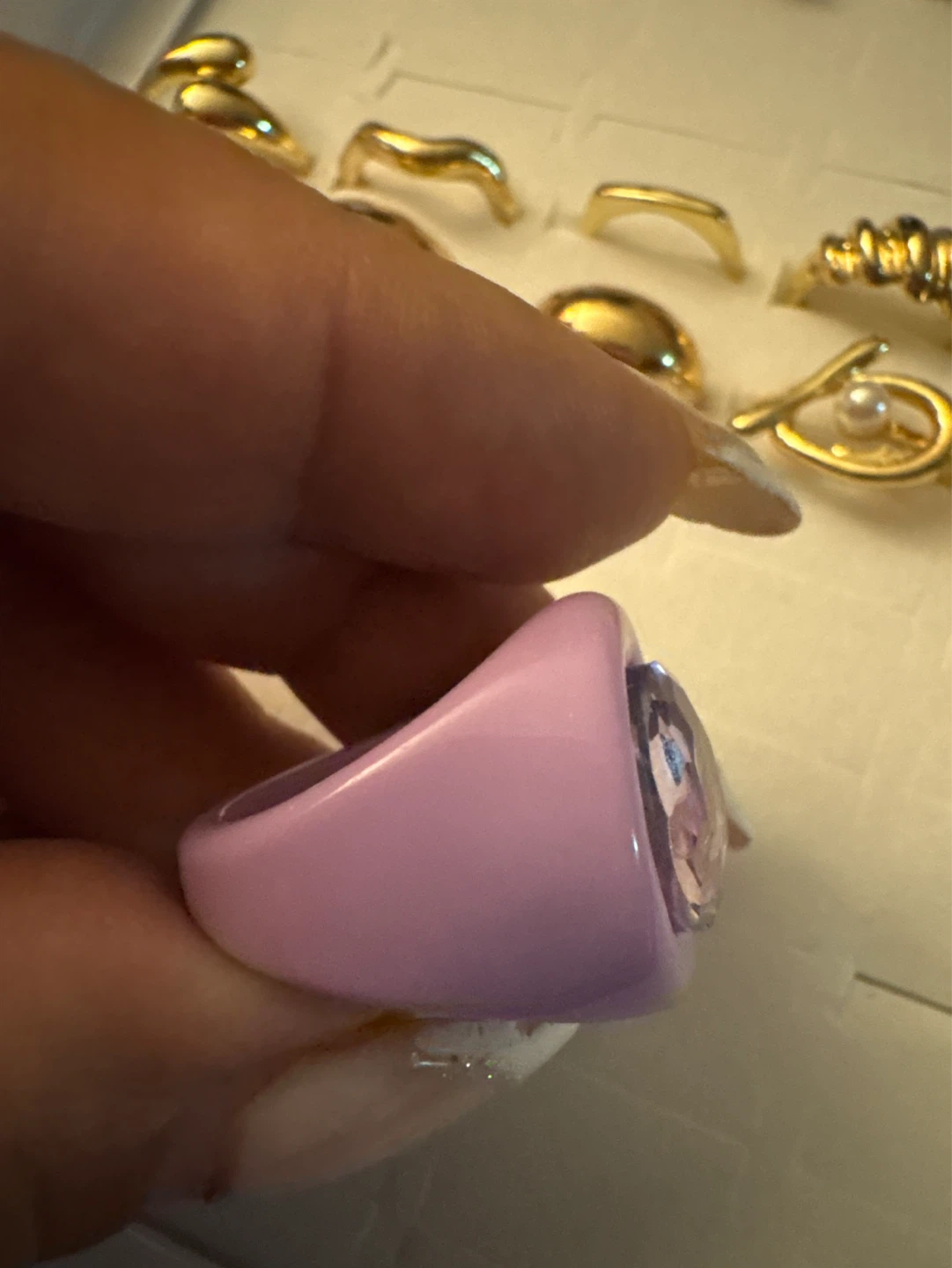 ⚽️ Lilac resin Ring with Faceted Gem - photo 2