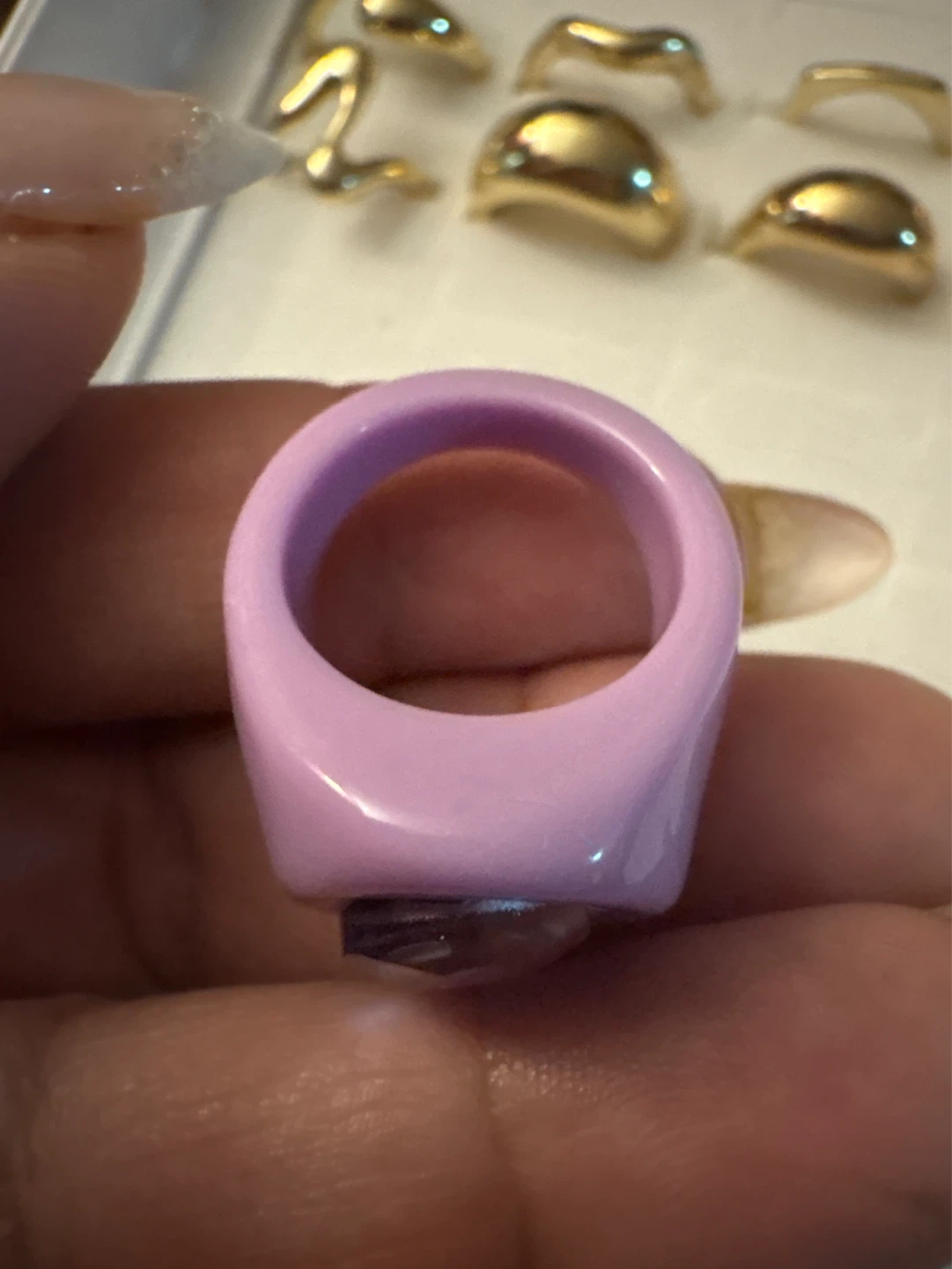 ⚽️ Lilac resin Ring with Faceted Gem - photo 3