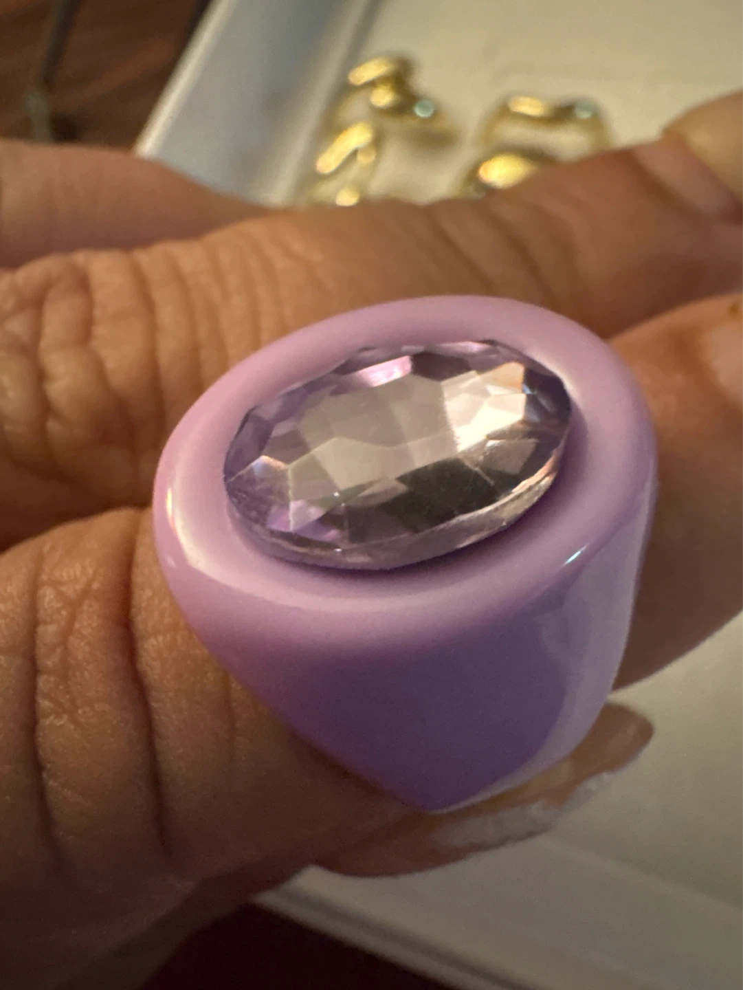 ⚽️ Lilac resin Ring with Faceted Gem - photo 5