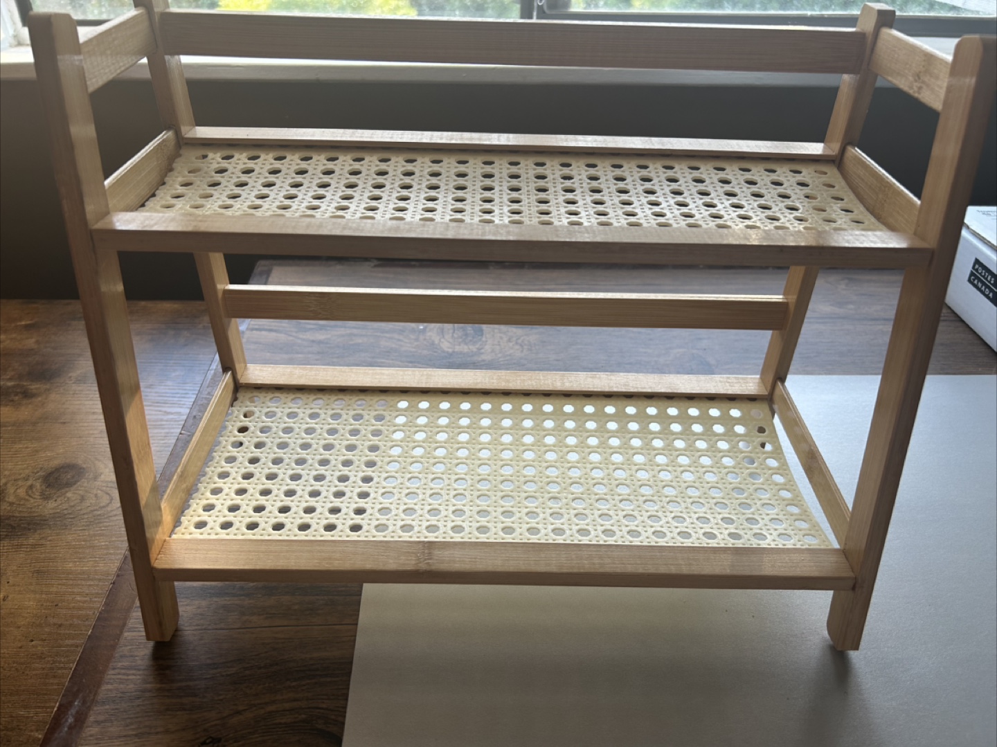 Bamboo 2-Tier Shelf with Woven Seats
