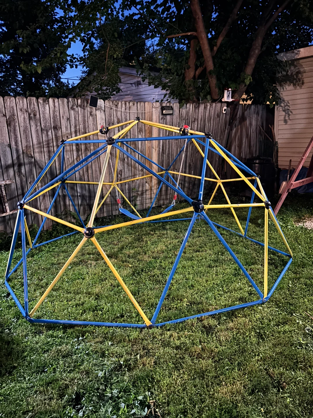 Blue and Yellow Geodesic Dome Climber