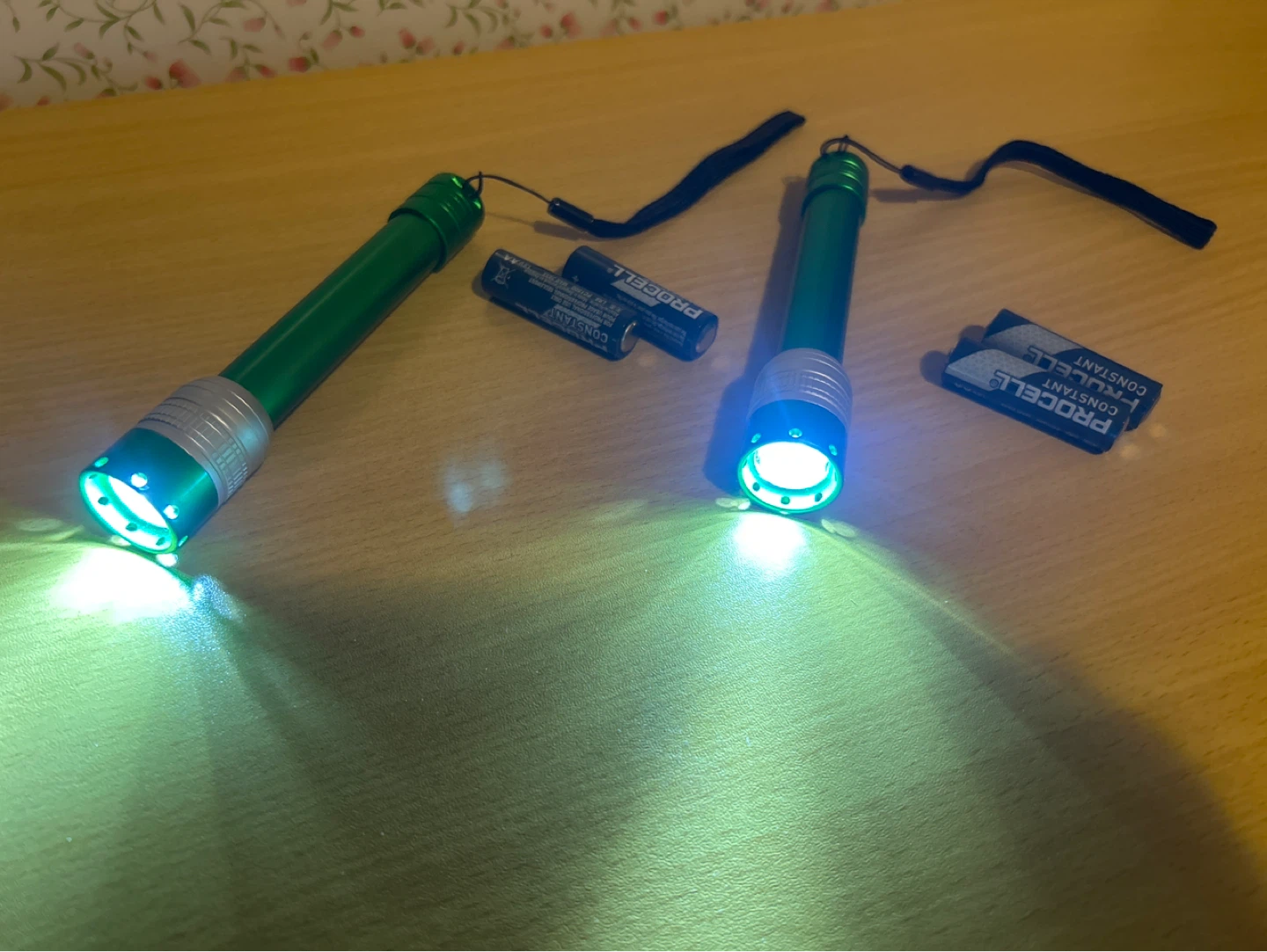 Green Aluminum Flashlights with Procell Batteries (2)