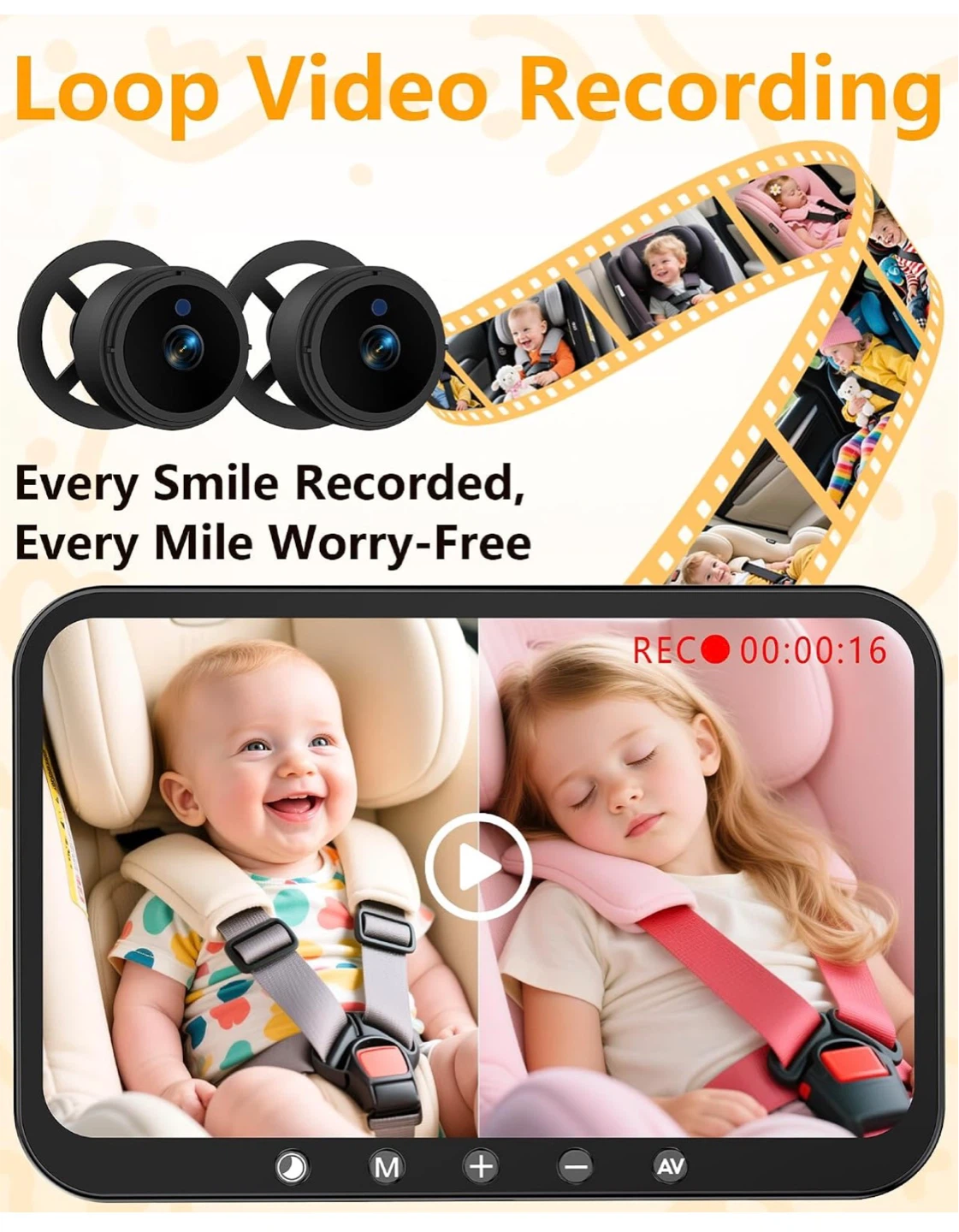 Dual Baby Car Camera with 7-Inch Monitor for 2 Kids BB6 - photo 3
