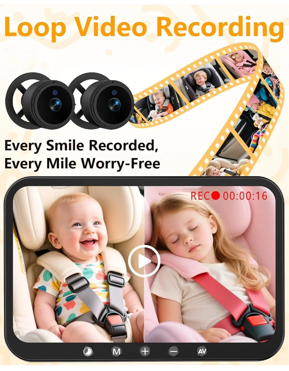 Dual Baby Car Camera with 7-Inch Monitor for 2 Kids BB6 - photo 3
