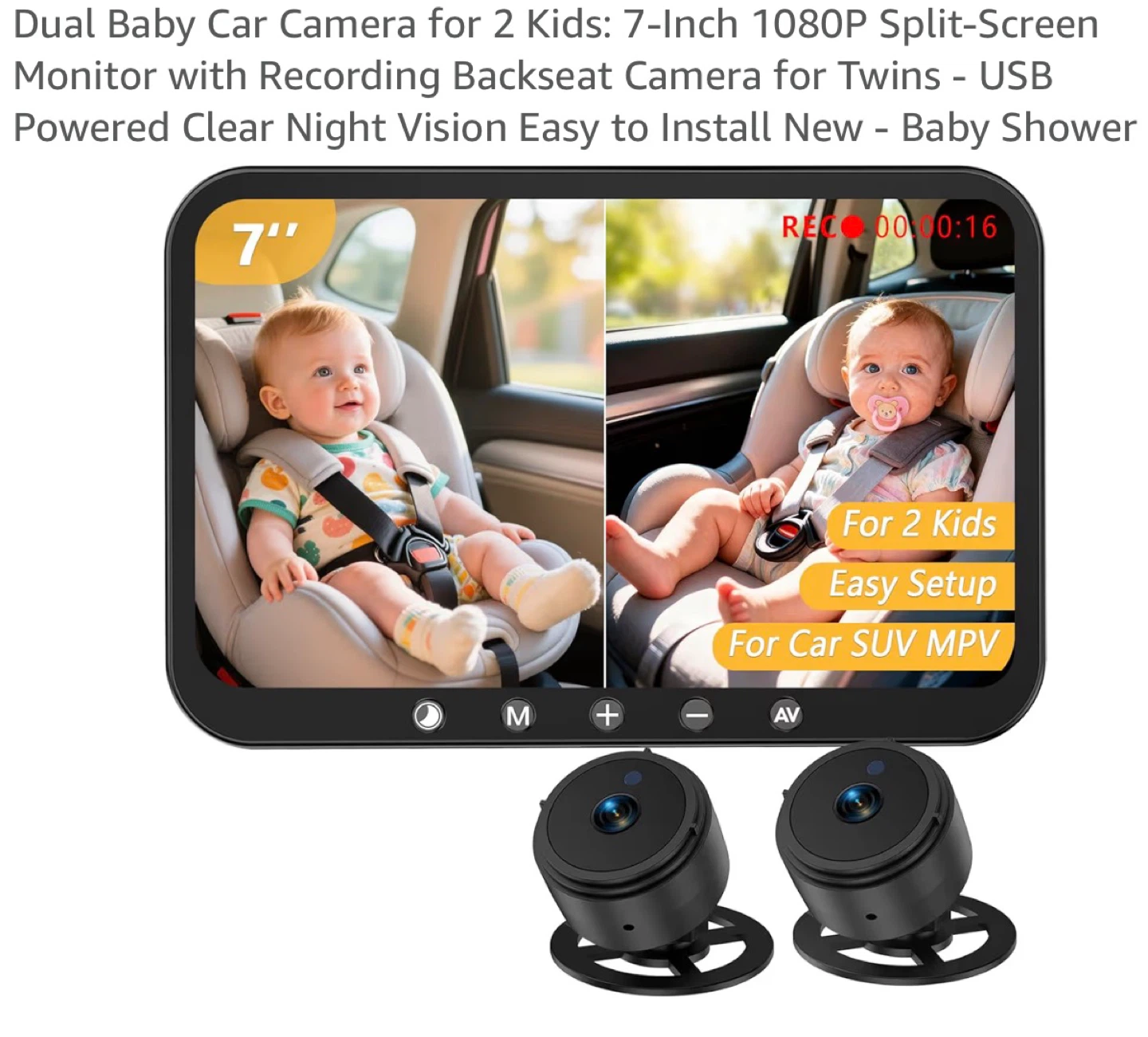Dual Baby Car Camera with 7-Inch Monitor for 2 Kids BB6