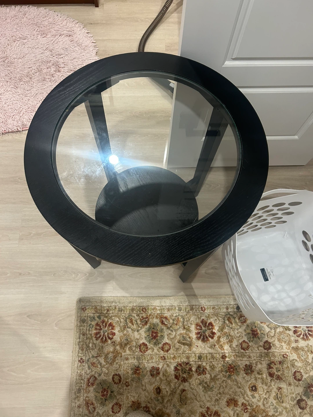 Black Round End Table with Glass Top - photo 5