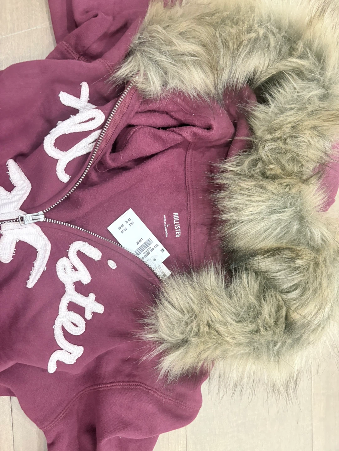 Tag still on Hollister Trim Hoodie - Burgundy - photo 2
