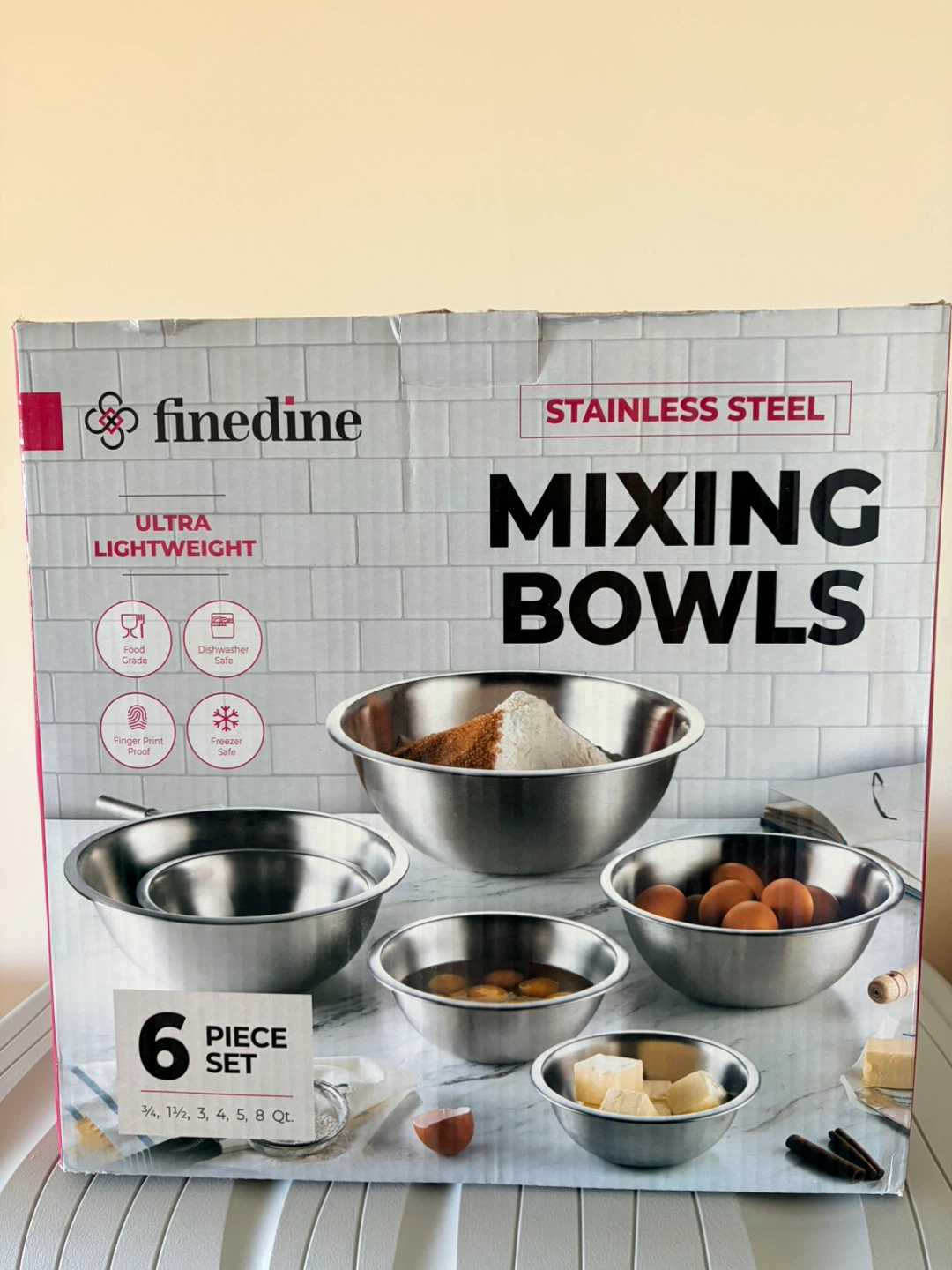 Finedine Stainless Steel Mixing Bowls - 6 Piece Set
