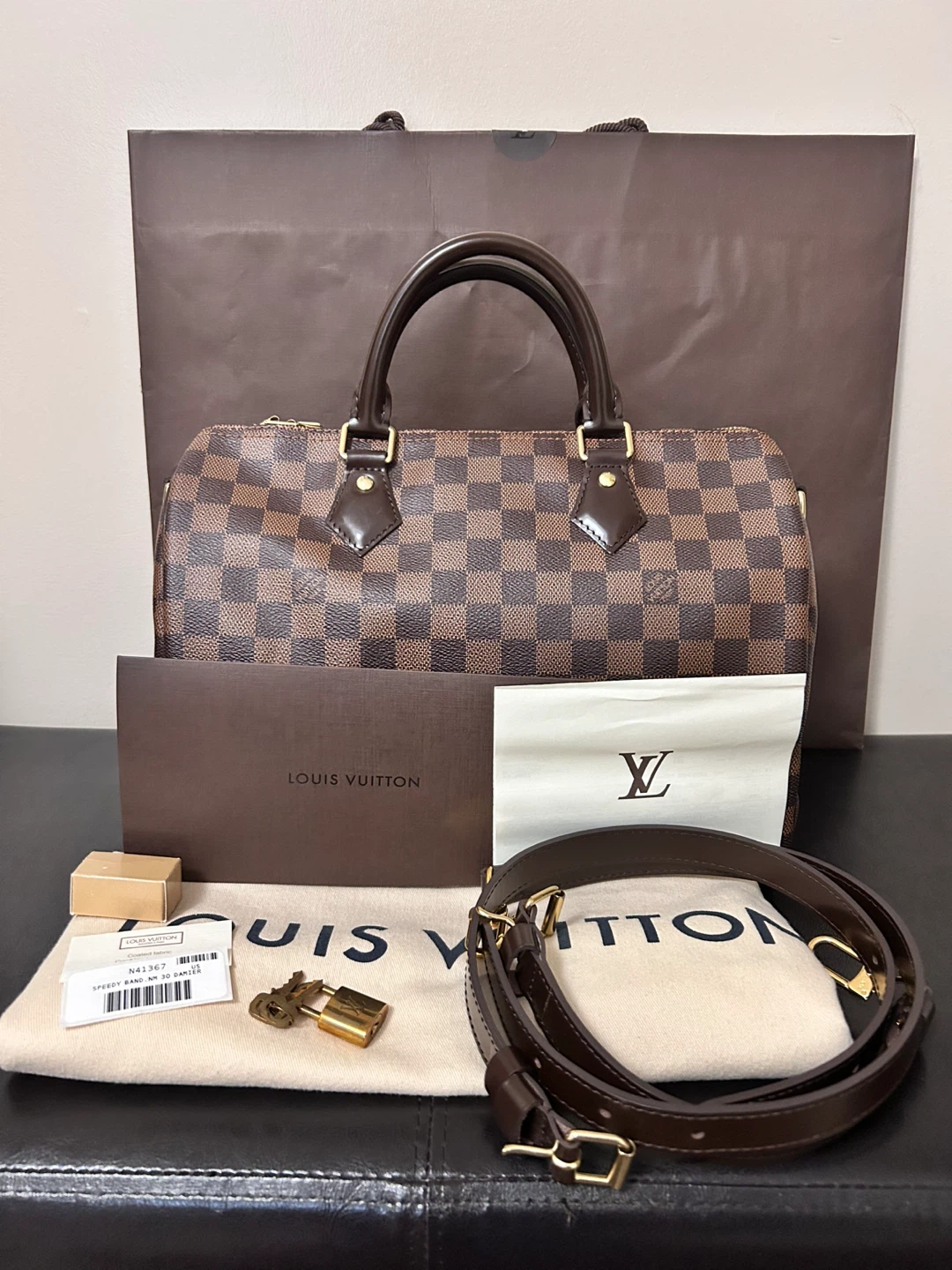 💯 Authentic Louis Vuitton Speedy Bandouliere 30 Damier Ebene