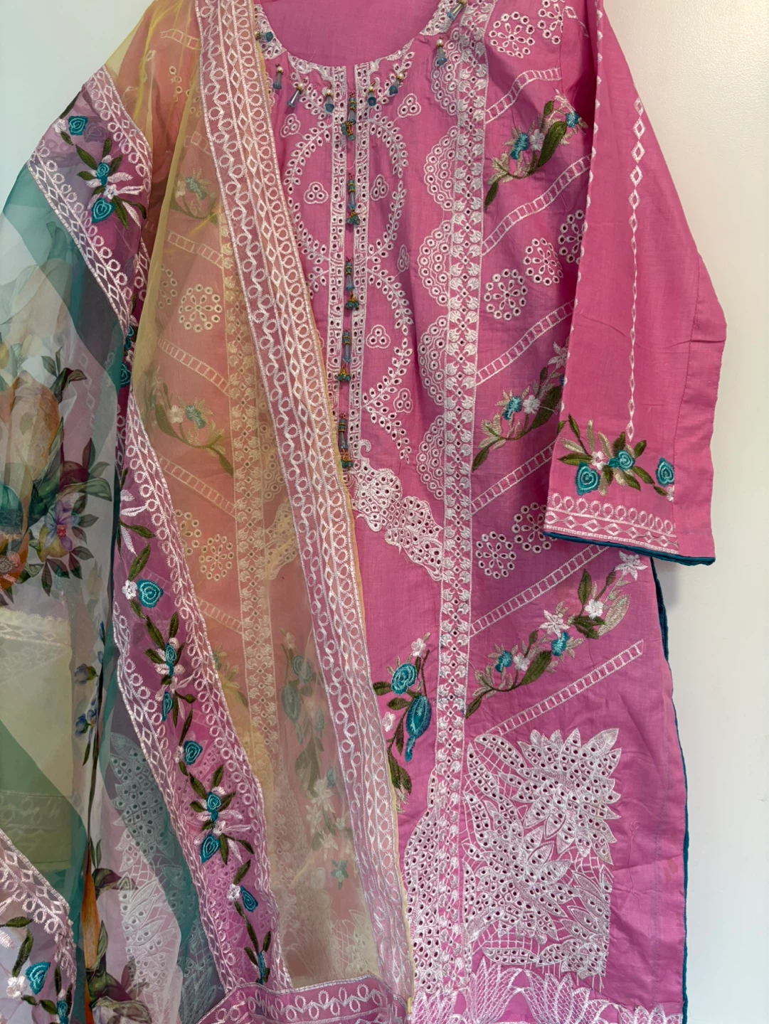 Pink Embroidered Lawn Suit with dupatta