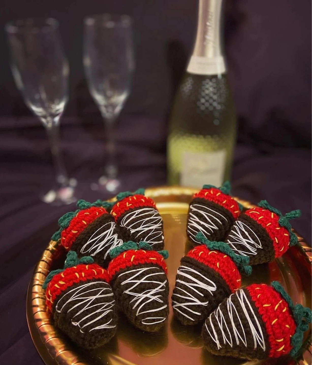 Handmade Crochet  Chocolate Covered Strawberry