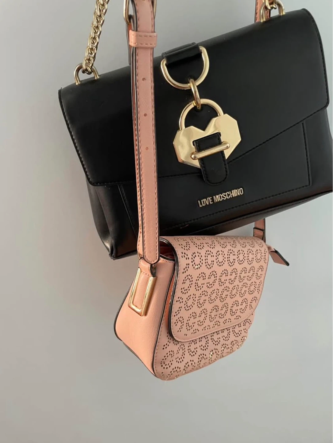 Love Moschino Black Handbag with Pink Crossbody Bag