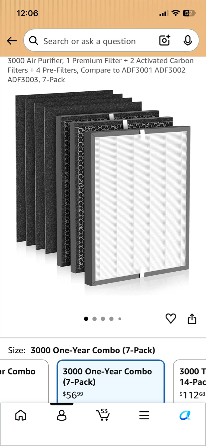 ⚽ 3000 Air Purifier Filter Combo (7-Pack)