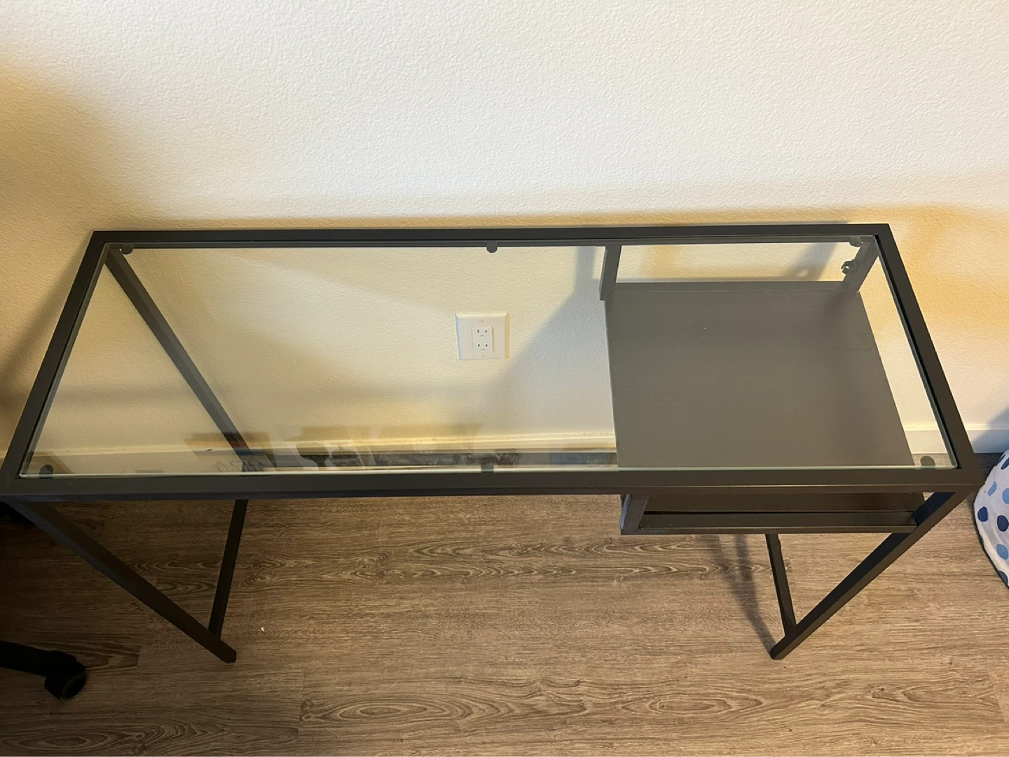 Glass Top Desk with Black Metal Frame - photo 2