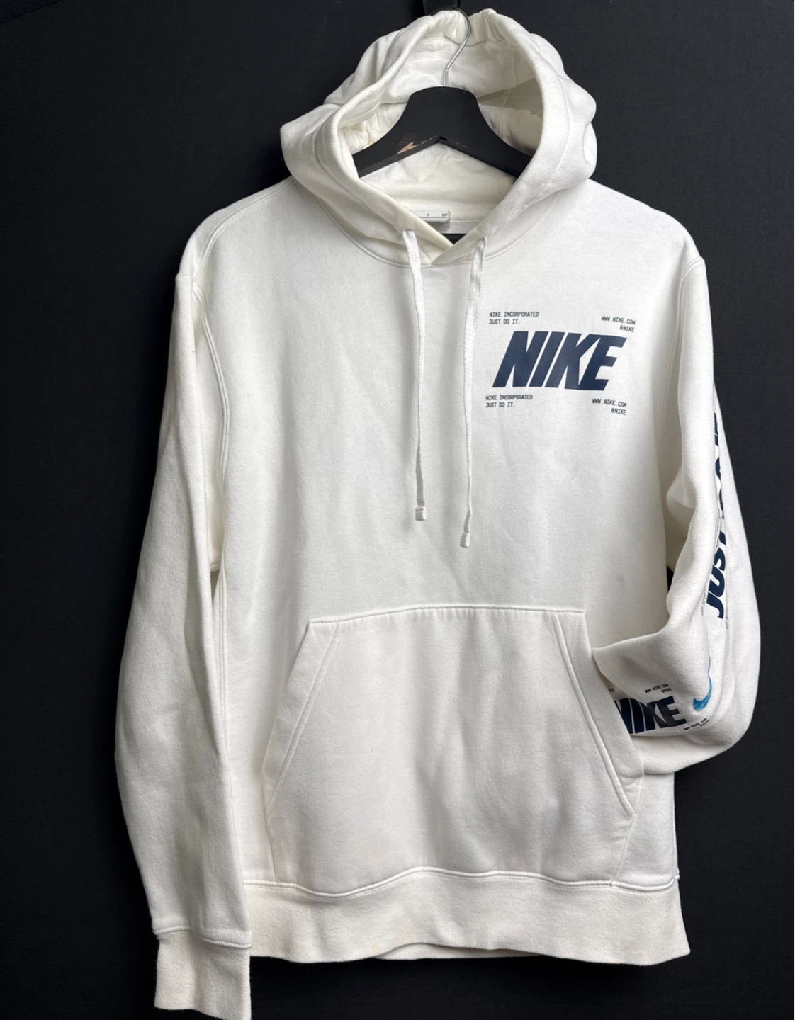 Nike White "Just Do It" Hoodie - Size S